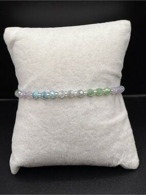 Lotus and Luna Delicate Multicolor Faceted Bead Bracelet elastic